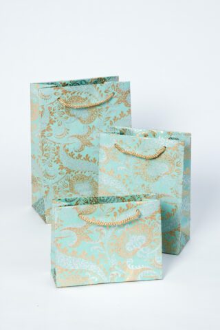 Gift bags teal splendour are handmade eco friendly and sustainable.