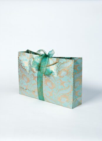 Gift bag teal splendour are handmade eco friendly and sustainable.