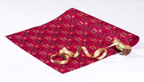 Wrapping paper red merry Christmas is contemporary & sustainable.