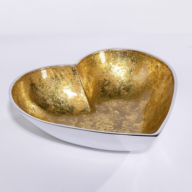 Gold enamel heart dish large