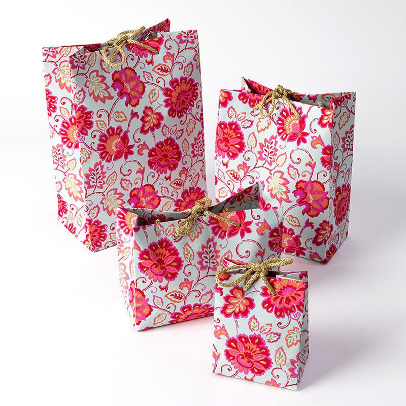 pink gorgeous floral gift bags