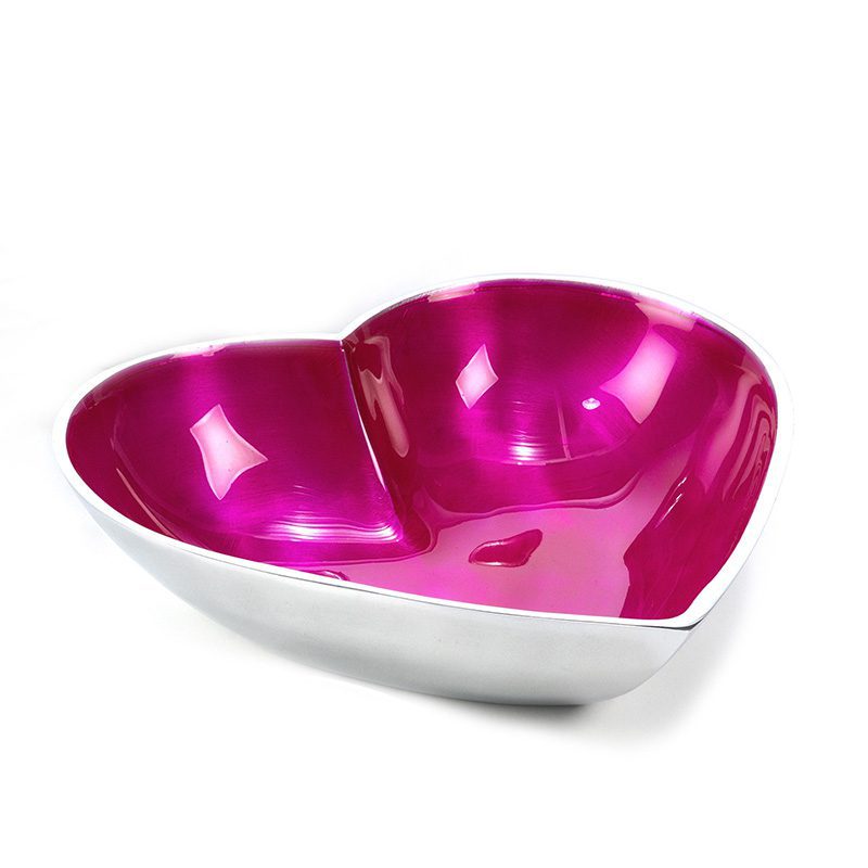 pink enamel heart dish large