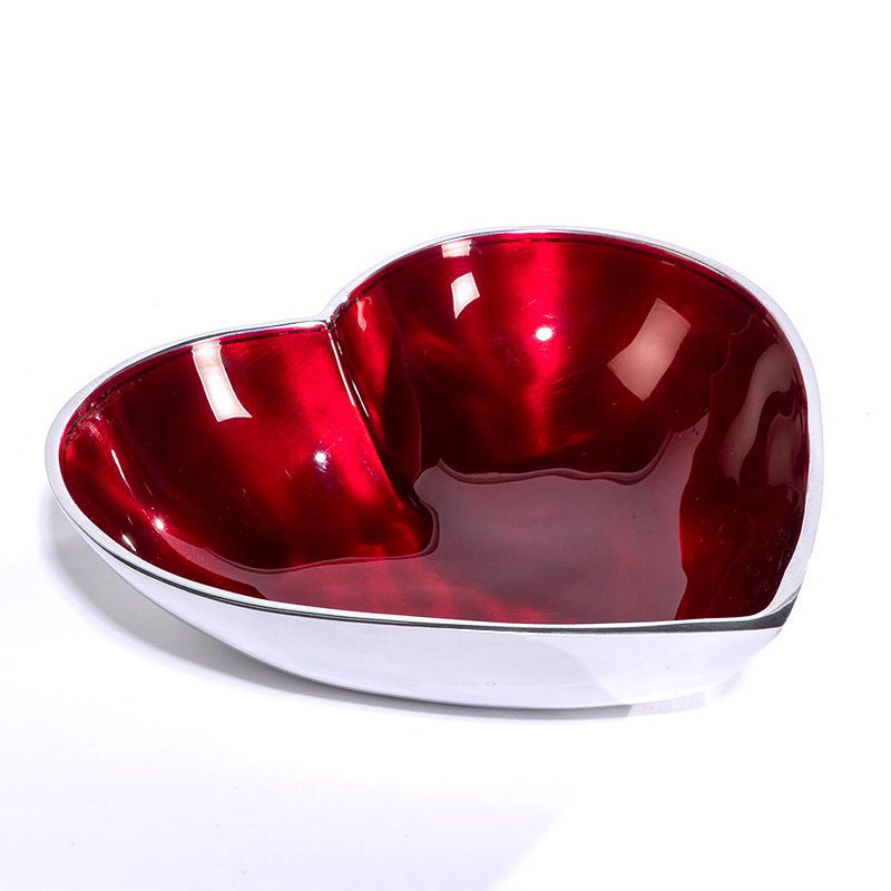 red enamel heart dish large