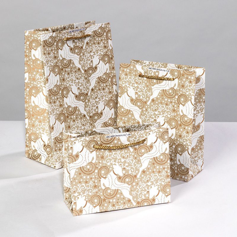 Reindeer print giftbags are elegant, traditional and sustainable.