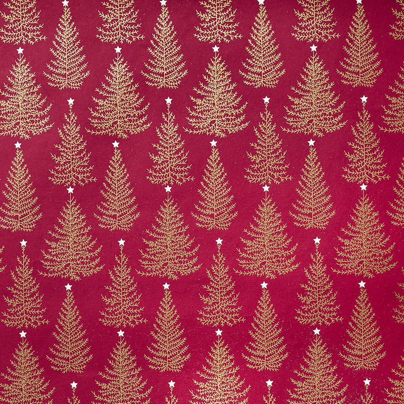 tree gift wrap red gold