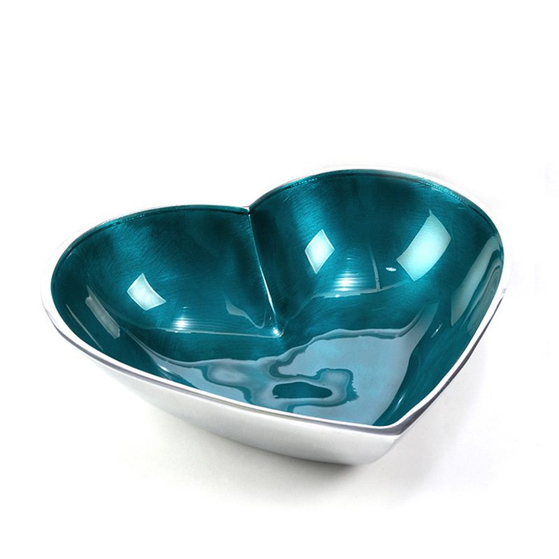 turquoise enamel heart dish large