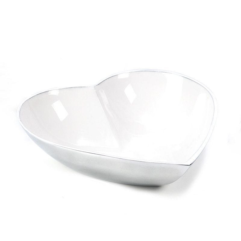 white enamel heart dish large