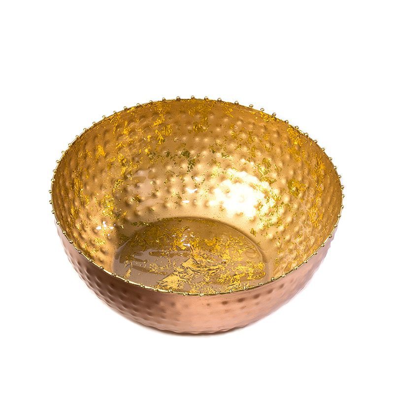 Gold hammered enamel bowl