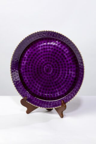 This purple enamel platter with beaded edge is the essence of fine dinning.