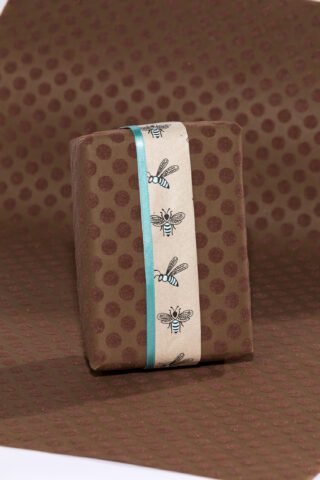 Wrapping paper brown flock dot is eco friendly, handmade & sustainable.