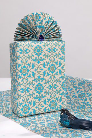 Wrapping paper Turquoise Florentine is rich, elegant and Eco friendly too.
