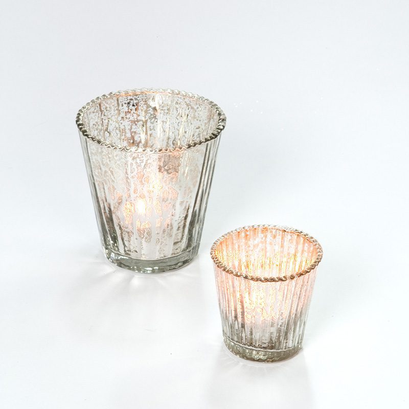 Ribbed tea light silver small & large