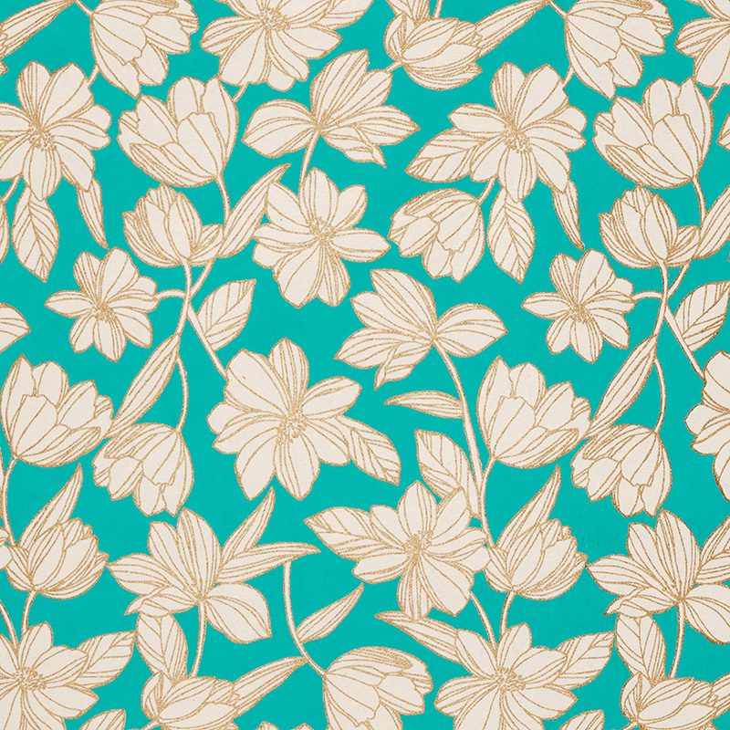 Teal bold floral gift wrap