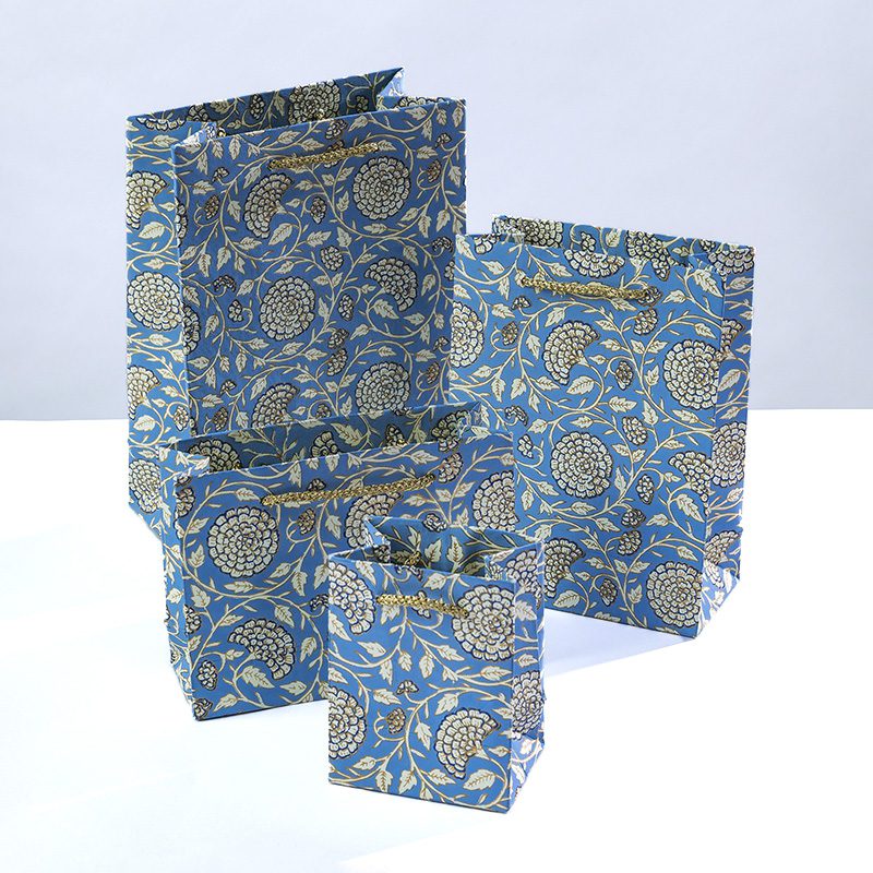 Blue jaipur floral gift bags