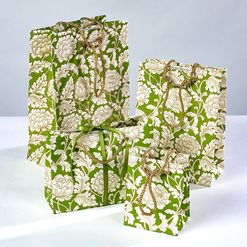 Green Floral gift bags