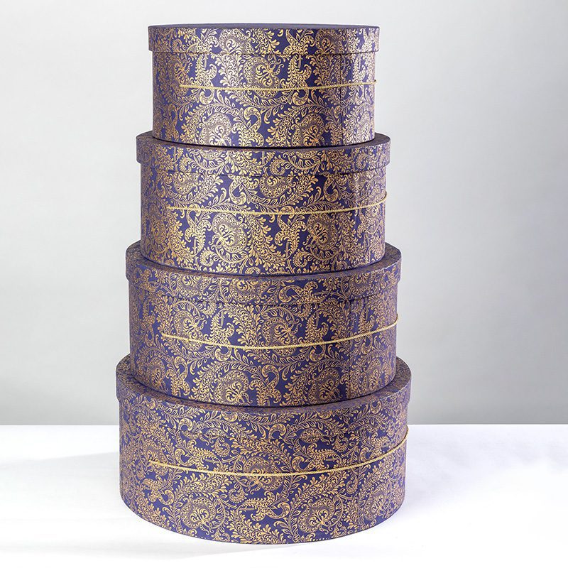 Handmade hat box teal splendour was inspired by a beautifully hand carved ancient wooden block.