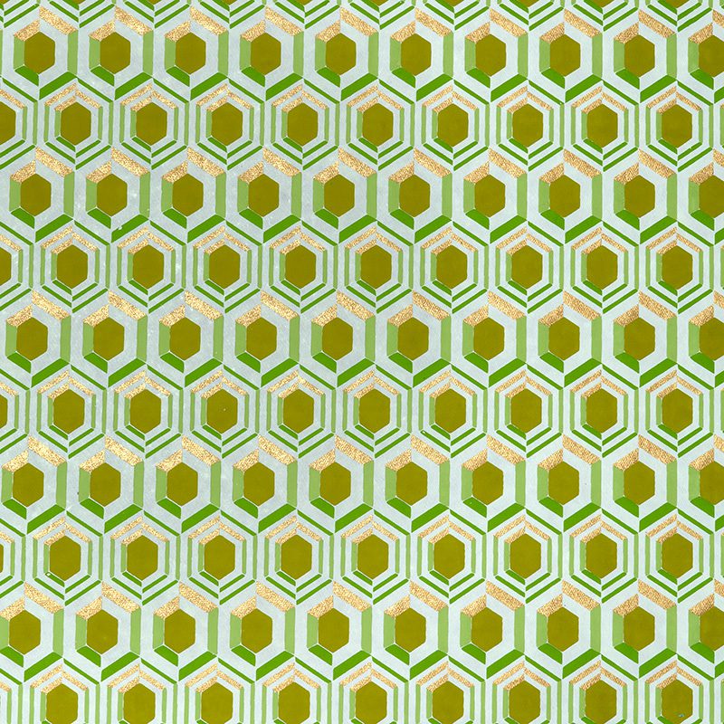 3 D Hexagonal gift wrap green