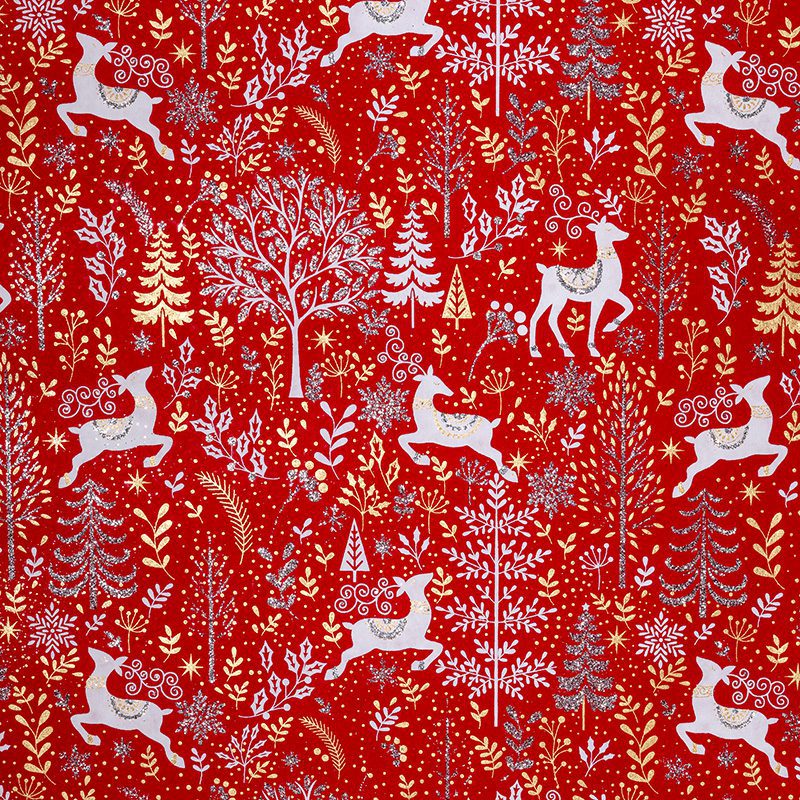 Red enchanted forest gift wrap