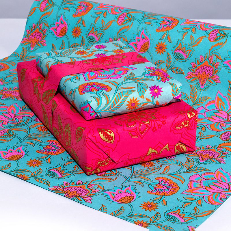 Teal Floral Twist Gift Wrap
