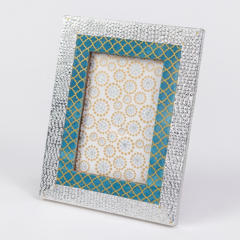 blue and silver photo frame