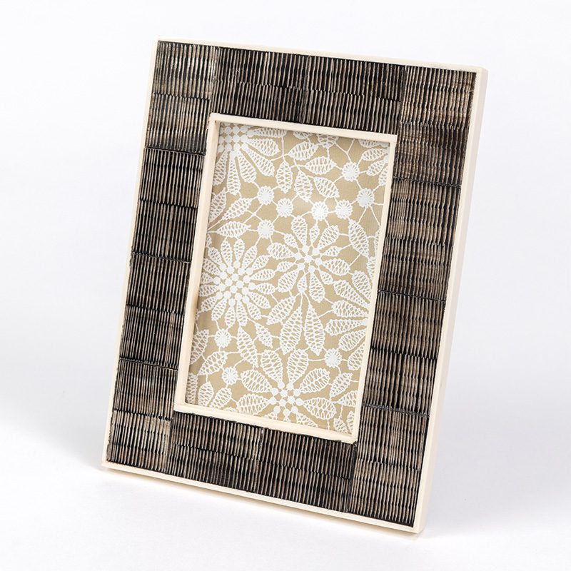 brown and ivory photo frame
