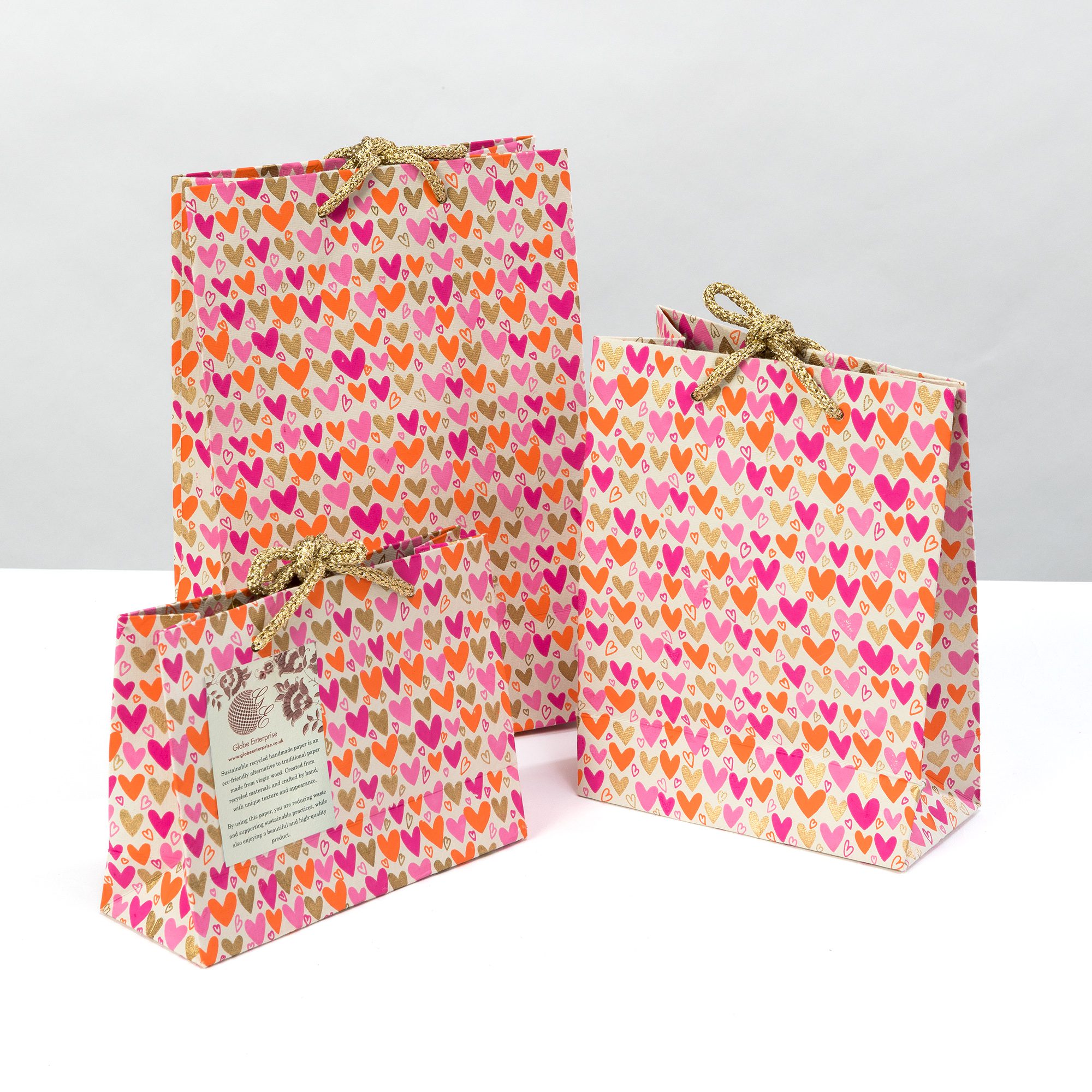Heart print Gift bags are eco-friendly gift bags that seamlessly blend bold colours and intricate patterns