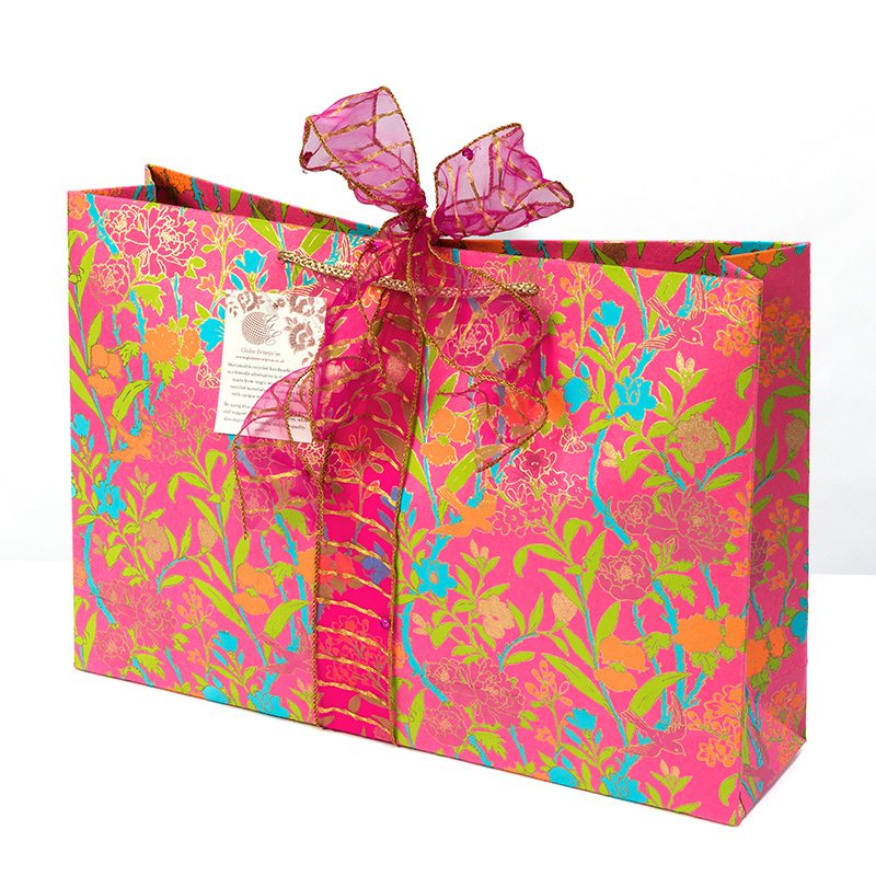Pink Floral Vine Shopper Gift Bag