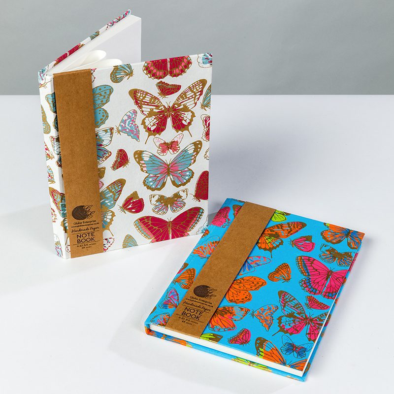 The Notebook is handmade and eco-friendly, it has colourful butterflies dancing in the air transforming each notebook into a work of art.