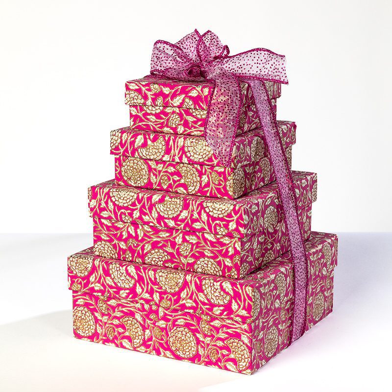 Fuchsia Jaipur floral gift box adds splendour to an occassion