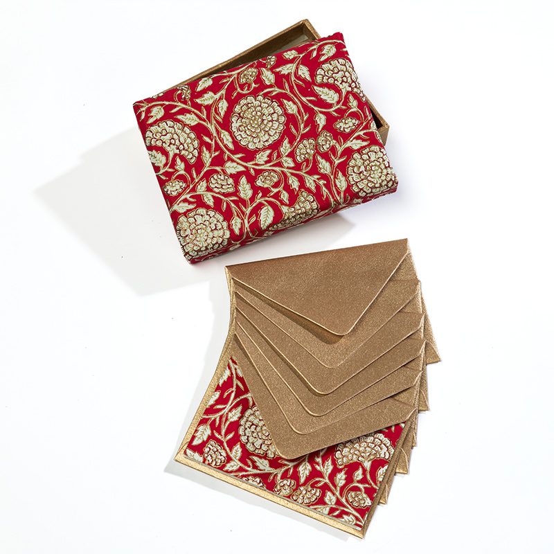 Red Jaipur Note cards are perfect for gifting or personal use.