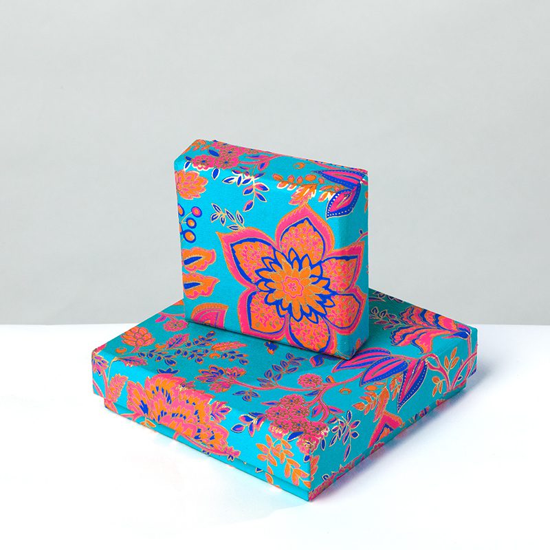Turquoise floral jewellery box is vibrant and eye catching
